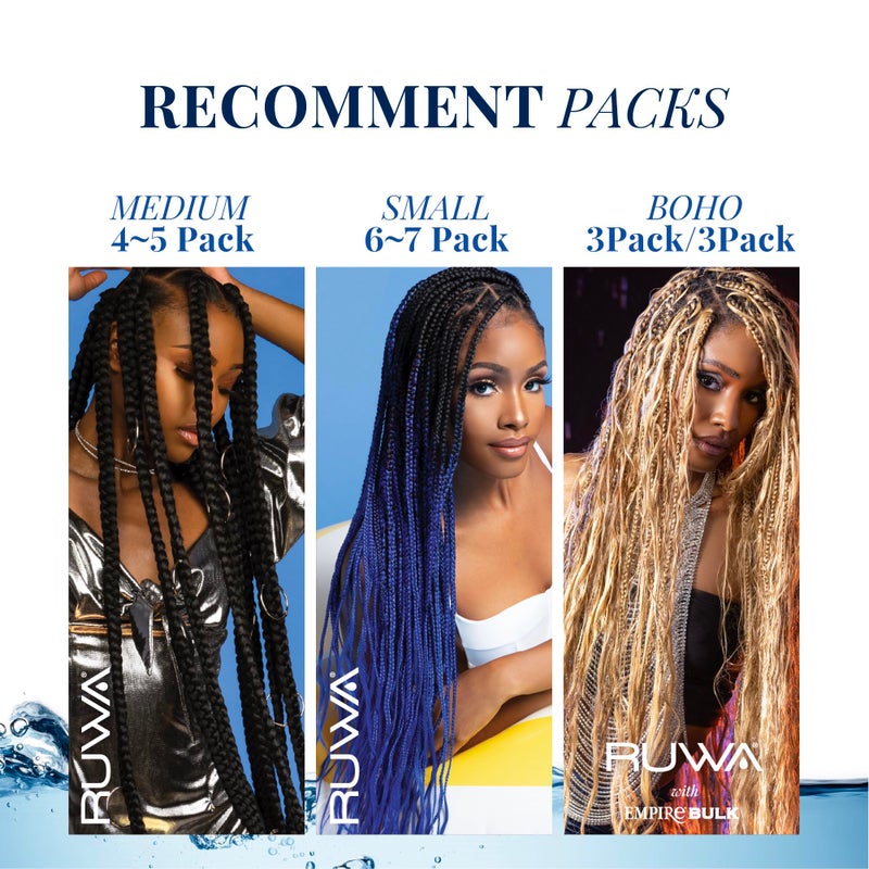 Sensationnel Ruwa prestretched braiding hair - 3x 36 inch water repellent kanekalon fast dry synthetic sports itch free (3 pack, 1B OFFBLACK) - Image 5